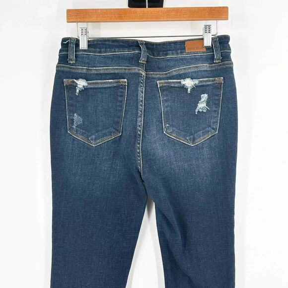 Judy Blue Skinny Fit Jeans Size 7/28 Stretch Distressed Comfort Dark Wash Grunge - Picture 5 of 10